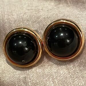 Black and Gold Button Earrings